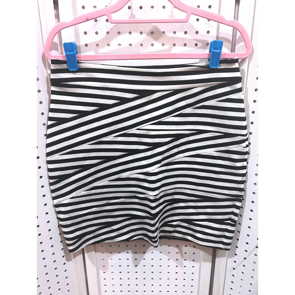 Express Black and White Striped Mini Skirt